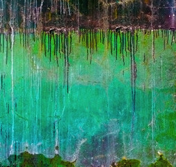 Dirty walls in interior of ruined building