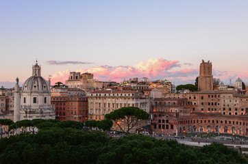 Fototapeta na wymiar Rome, the capital of Italy - Sunset from 