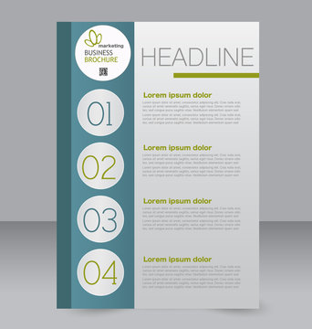 Corporate business flyer brochure design template. To be used for magazine cover, business mockup, education, presentation, report. Blue and green color.
