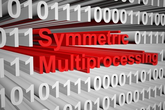 Symmetric Multiprocessing In The Form Of Binary Code, 3D Illustration