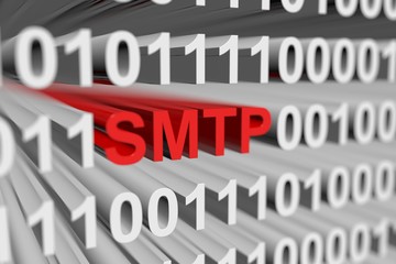 SMTP as a binary code with blurred background 3D illustration