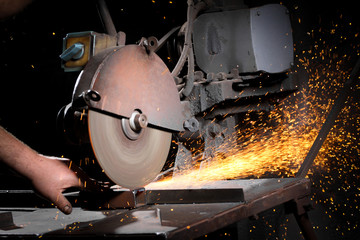 metal sawing close up