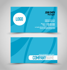 Fototapeta premium Business card set template. Blue and white color. Vector illustration.