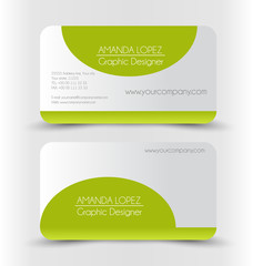 Business card set template. Green color. Vector illustration.