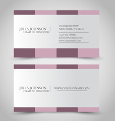 Business card set template. Dark pink color. Vector illustration.