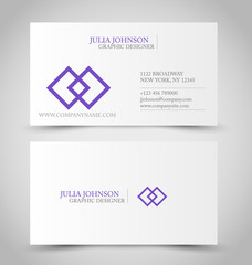 Business card set template. Purple color. Vector illustration.