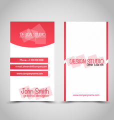 Business card set template. Red and white color. Vector illustration.