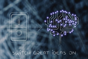 artificial brain with switch turned on
