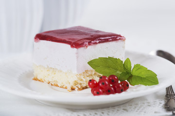 Milk souffle (bird's milk) cake with fresh currant