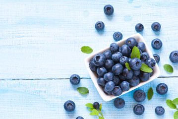 Fresh blueberriaes in white plate