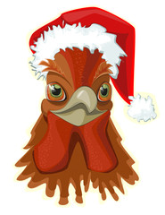 Holiday cock in a cap of Santa Claus