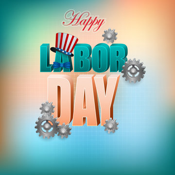 Holidays background with gears and American national colors for celebration of American Labor Day