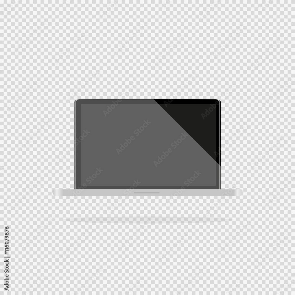 Poster laptop with a dark display on a gray background