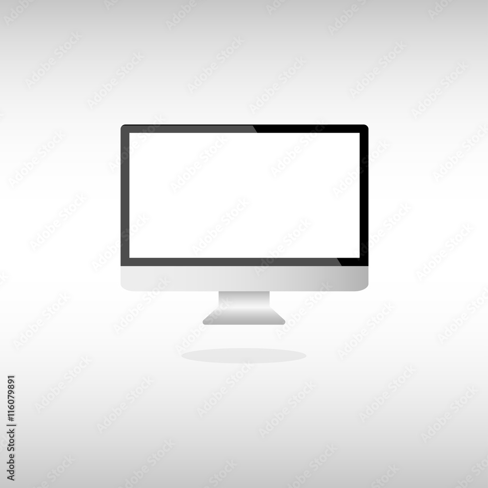 Aufkleber computer with a light display on a gray white background