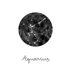 vector illustration with zodiac sign Aquarius