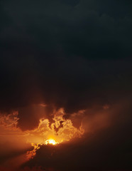 Fototapeta na wymiar Fiery sunset - vertical composition