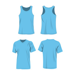 Baby blue sport top and t-shirt isolated vector set
