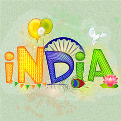 Stylish Text for Indian Independence Day or Republic Day.