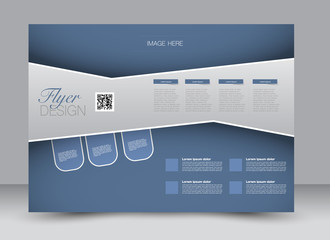 Flyer, brochure, billboard, magazine cover template design landscape orientation for education, presentation, website. Blue color. Editable vector illustration.