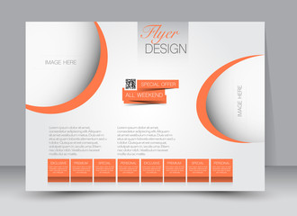 Flyer, brochure, magazine cover template design landscape orientation for education, presentation, website. Orange color. Editable vector illustration.