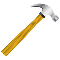 Hammer with wooden handle. Vector image in a realistic style.