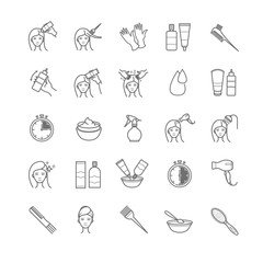 Hair coloring icons set
