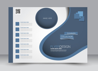 Flyer, brochure, billboard, magazine cover template design landscape orientation for education, presentation, website. Blue color. Editable vector illustration.