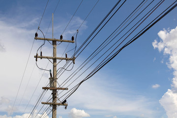 Electric pole and blue sky