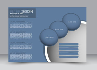 Flyer, brochure, billboard, magazine cover template design landscape orientation for education, presentation, website. Blue color. Editable vector illustration.