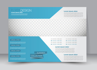 Flyer, brochure, billboard, magazine cover template design landscape orientation for education, presentation, website. Blue color. Editable vector illustration.
