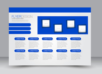 Flyer, brochure, billboard, magazine cover template design landscape orientation for education, presentation, website. Blue color. Editable vector illustration.