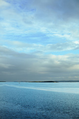 Vertical sea landscape with horizon in third