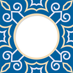 Frame with decorative tile background.