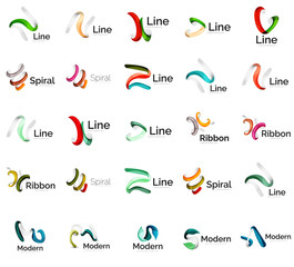 Set of abstract ribbon logo icons