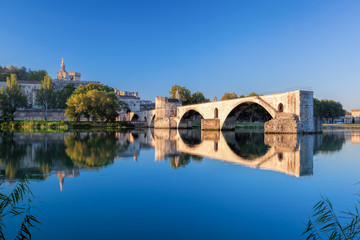 Avignon Bridge with Popes Palace in Provence, France