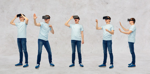 Obraz premium man in virtual reality headset or 3d glasses set
