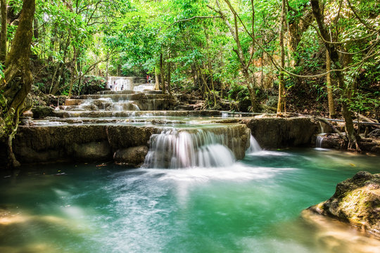 Waterfall tropical rain forest at huai mae khamin national park,kanchanaburi, thailand © Mumemories