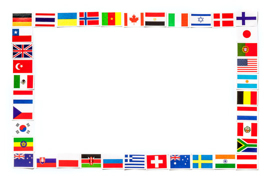 Frame Of National Flags The Different Countries Of The World Isolated