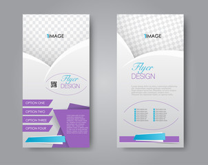 Vector flyer and leaflet design. Set of two side brochure templates. Blue and purple color.