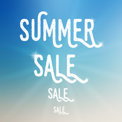 Summer sale template on blurred background