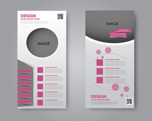 Vector flyer and leaflet design. Set of two side brochure templates. Pink color.