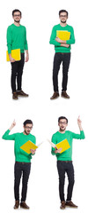Fototapeta premium Collage of student with books on white