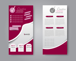 Vector flyer and leaflet design. Set of two side brochure templates. Red color.