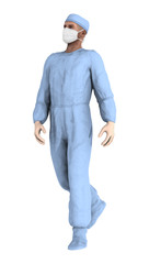 3D Rendering Male Doctor on White