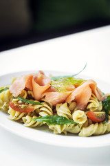 smoked salmon organic tomato and basil fresh pasta salad