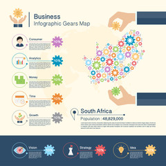 Business Infographic with gears,South Africa map