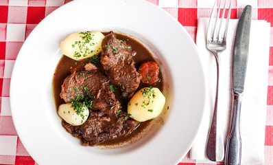 Red wine cock-delicious french recipe coq au vin