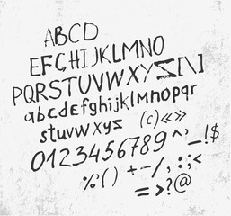 Hand made letters script font and grange background.