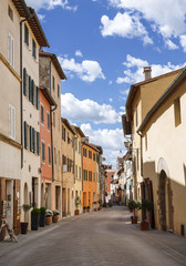 Street in the town of San Quirico d'orcia, Tuscany, Italy