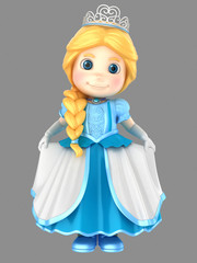 3d illustration a cute girl in a beautiful blue princess dress © Gouraud Studio